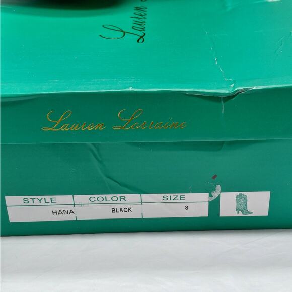 Lauren Lorraine Hana Rhinestone Cowboy Boots Black Western Glam Size 8 Cowgirl - Picture 12 of 12